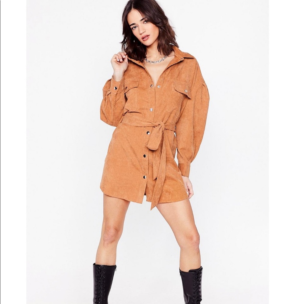 corduroy belted shirt or shirt dress - Picture 2 of 5